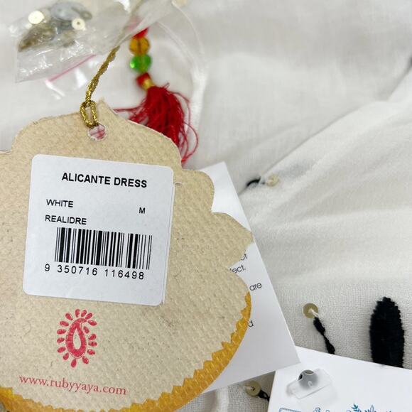 RubyYaya Alicante Embellished Tunic Front Tie Maxi Dress Size Medium - Picture 9 of 12